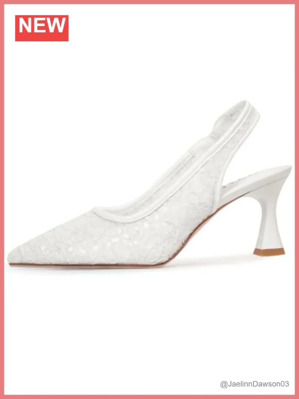 Lace Bridal Wedding Heels for Women Mesh Pointed Toe Slingback Kitten Heel